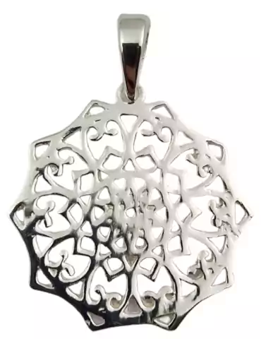 Pendentif mandala  sculpté argent 925