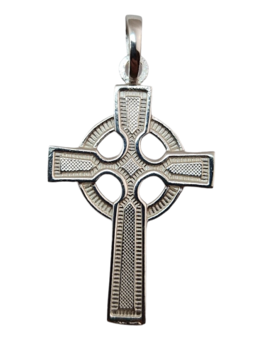 Pendant Celtic Cross Carved Silver 925