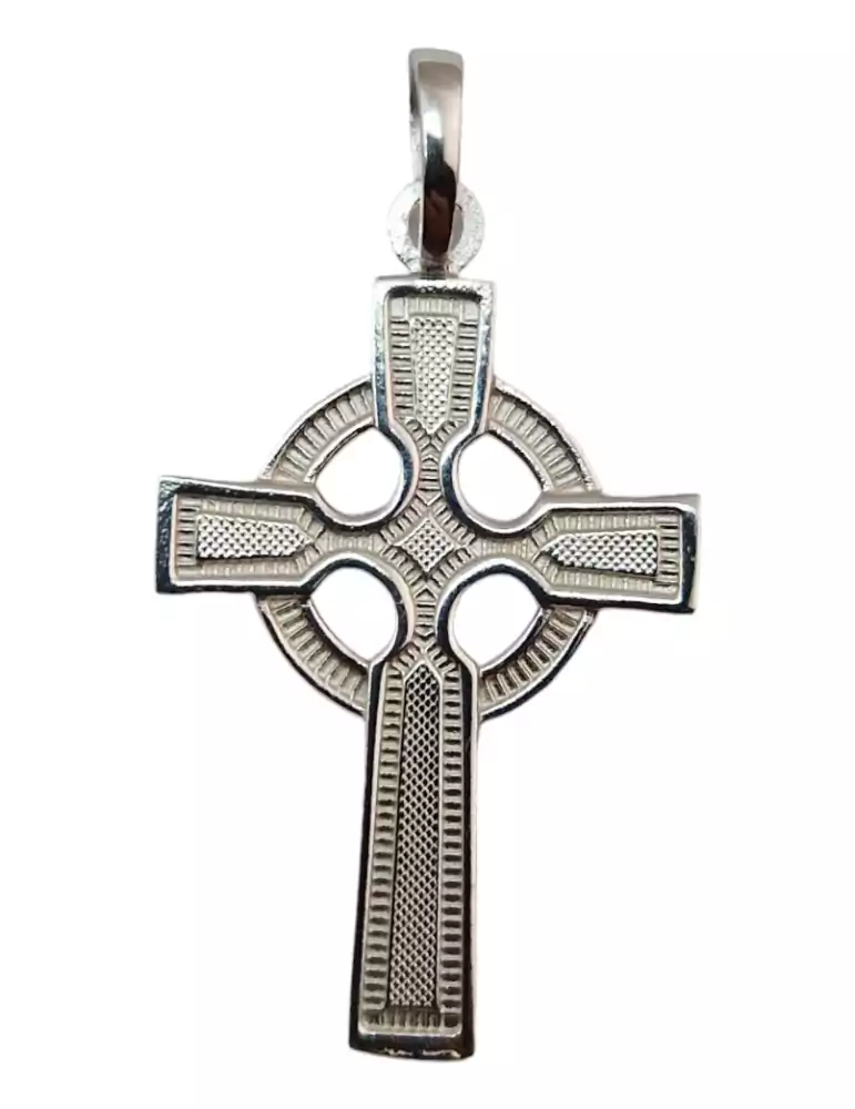 Carved Celtic cross pendant 925 silver