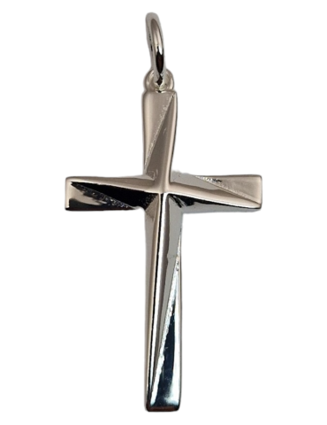 Ciondolo croce scolpito in argento 925