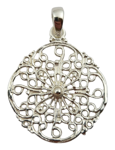 925 silver carved sun pendant