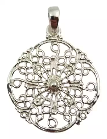 Carved sun pendant silver 925