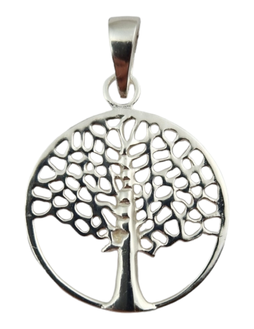 Pendant carved life tree 5 silver 925