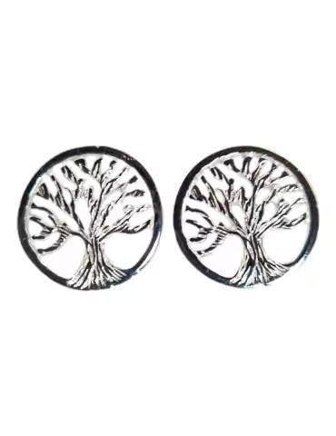 Boucles d'oreilles arbre de vie sculptées argent 925