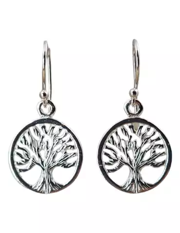 Boucles d'oreilles arbre de vie 1 sculptées argent 925