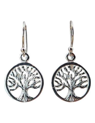 Tree of Life 1 carved 925 silver earrings
