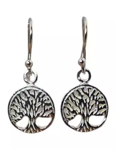 Boucles d'oreilles arbre de vie 2 sculptées argent 925