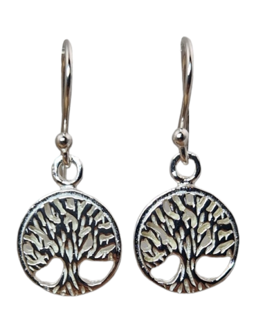 Tree of Life 2 carved 925 silver earrings