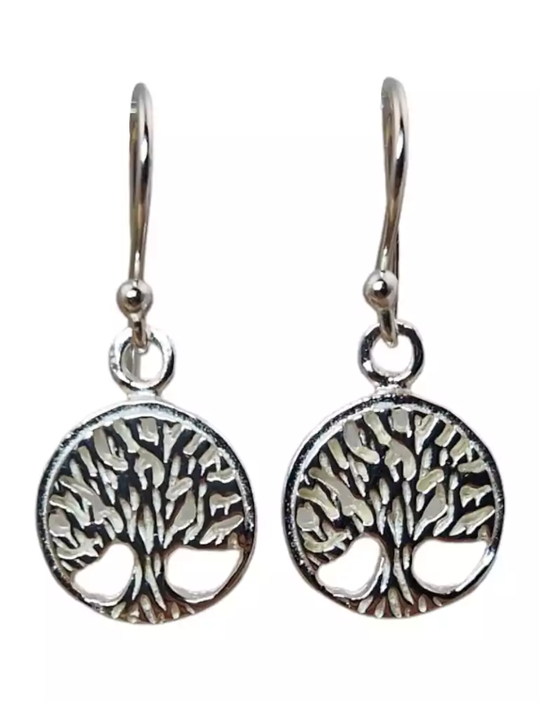 Tree of Life 2 carved 925 silver earrings