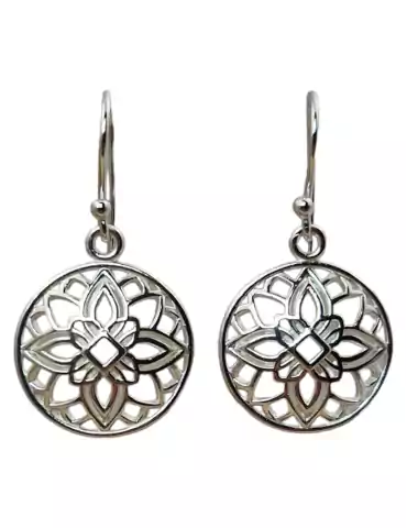 Boucles d'oreilles fleur 2 sculptées argent 925