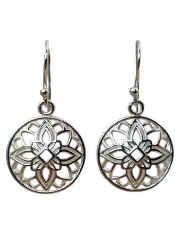 Flower 2 carved 925 silver earrings