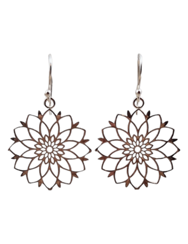 Carved flower earrings silver 925