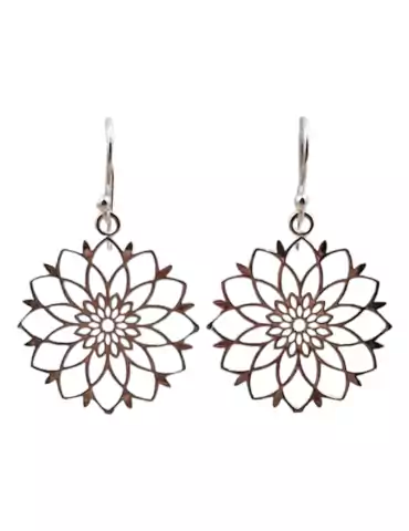 Carved flower earrings silver 925