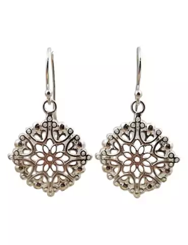 Boucles d'oreilles fleur 2 sculptées argent 925