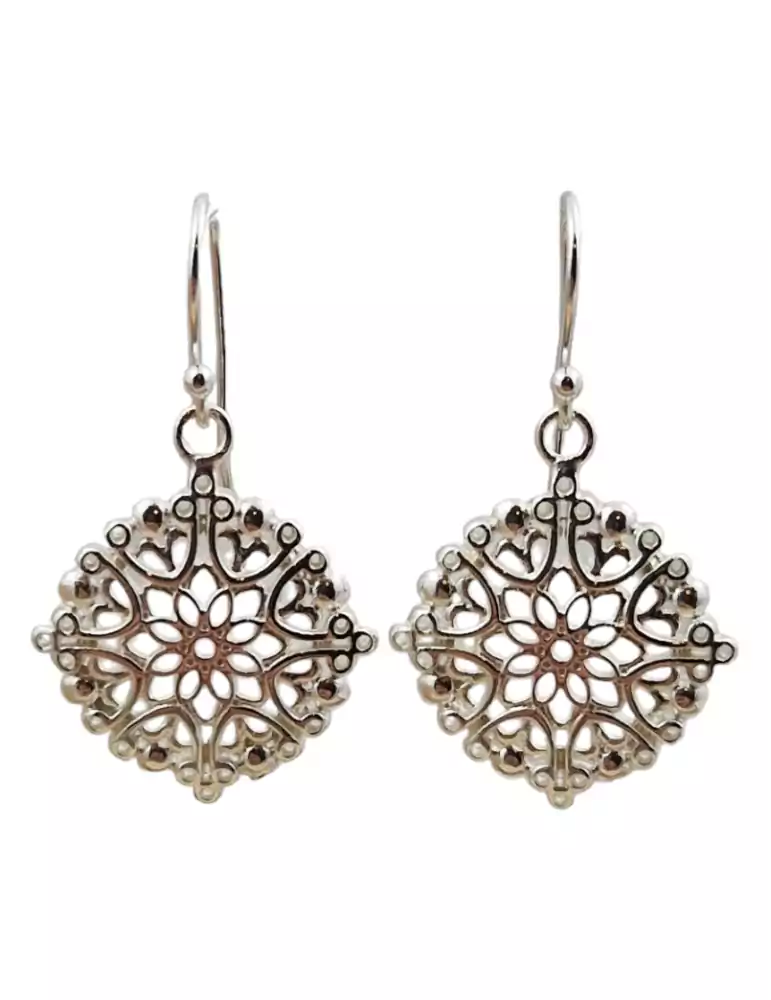 Flower 2 carved 925 silver earrings