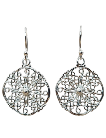 Carved sun earrings silver 925