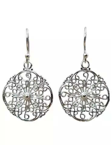 Carved sun earrings silver 925