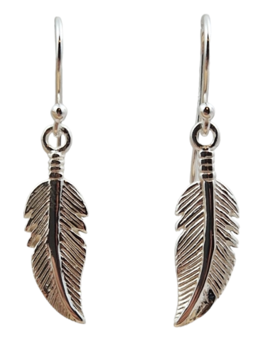 Carved feather earrings 925 silver