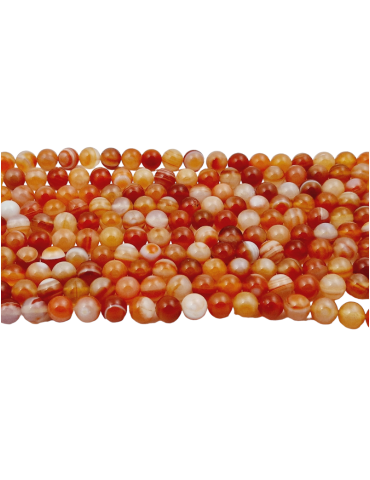 Hilo de Ágata Sardonyx rojo perlas A