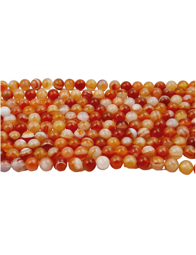 Hilo de Ágata Sardonyx rojo perlas A