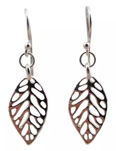 Carved leaf earrings silver 925