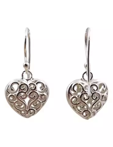 Boucles d'oreilles coeur sculptées argent 925