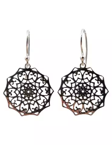 Carved mandala earrings silver 925