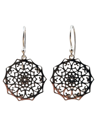 Carved mandala earrings silver 925