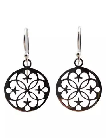 Carved rosette earrings silver 925