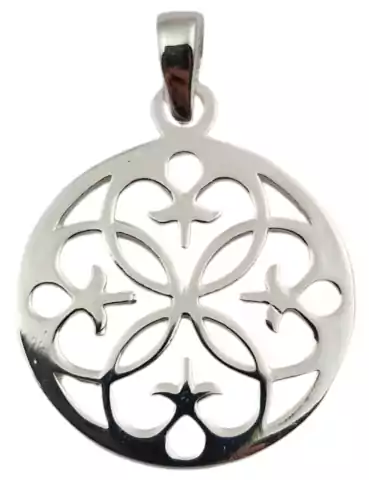 Pendentif rosace sculpté argent 925