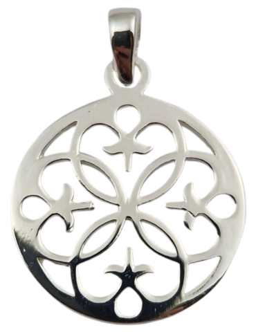 Sculpted rosette pendant in 925 silver