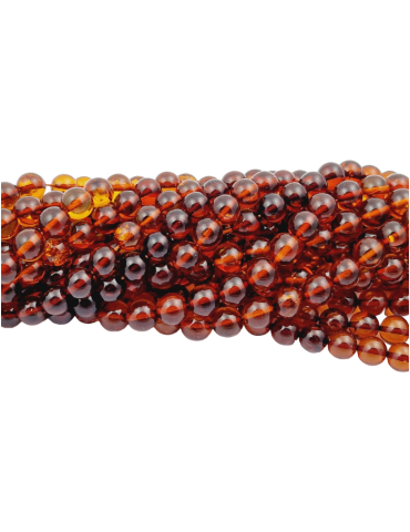 Red amber thread AA beads