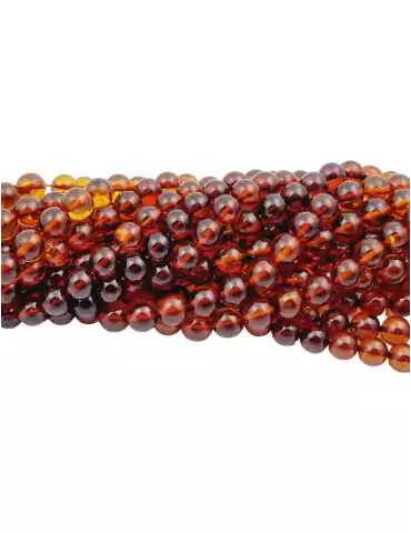 Red amber thread AA beads