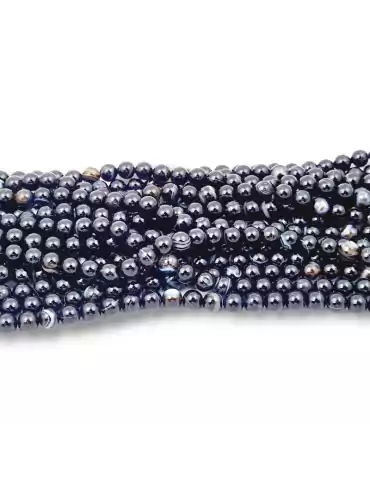 Black Sardonyx Agate thread beads A