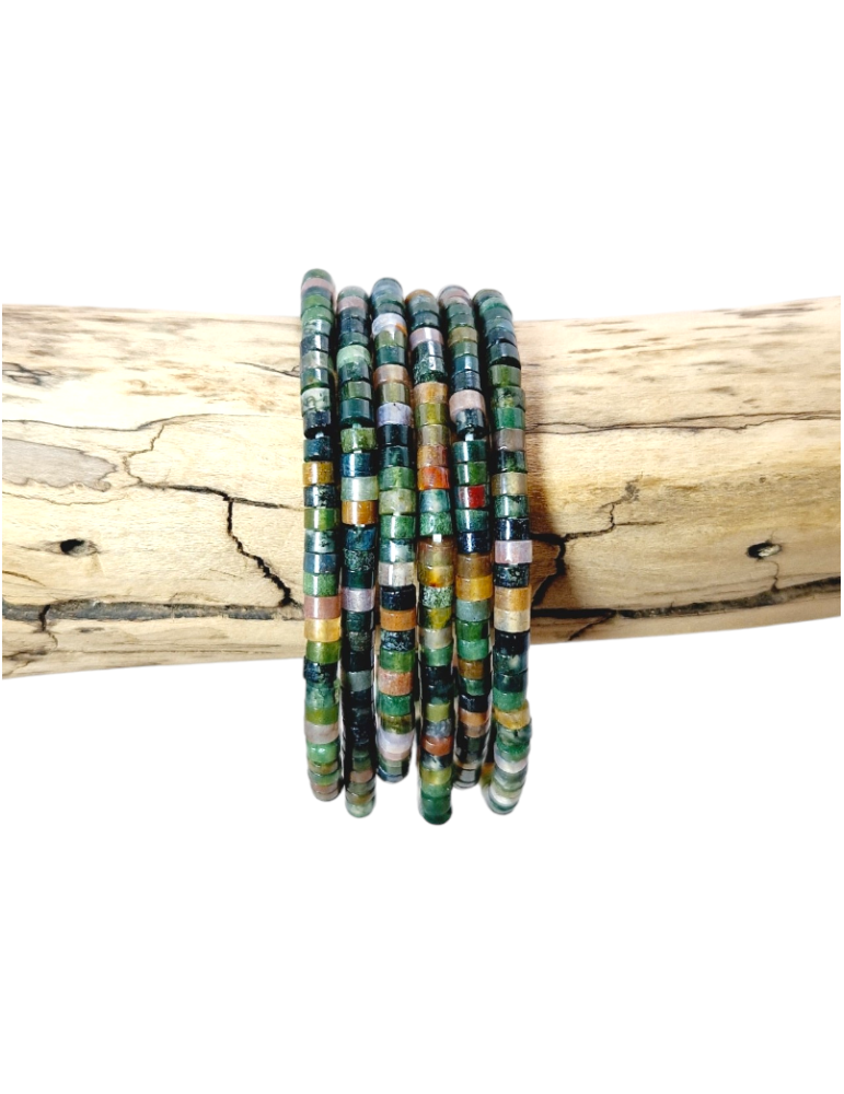 Indian Agate Heishi Beads AA Bracelet