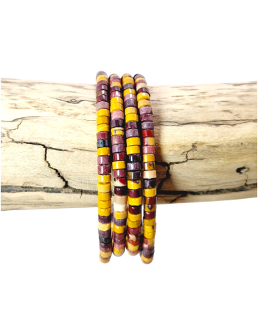 Pulseira Jaspe Mookaite contas Heishi AA