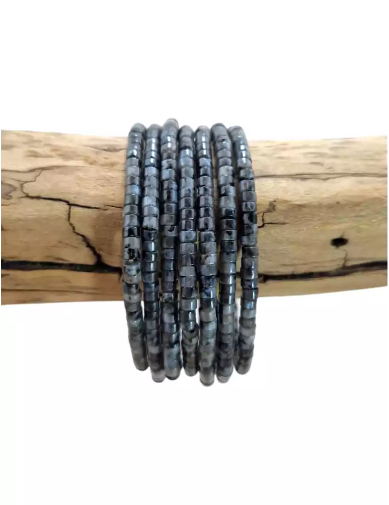 Larvikite Heishi AA bead bracelet