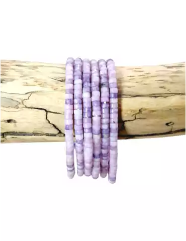 Pulsera Lepidolita cuentas Heishi AA