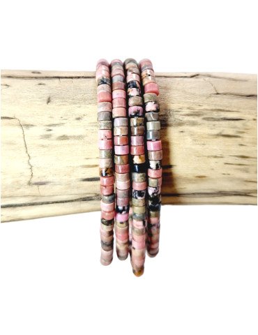 Bracelet Rhodonite of Madagascar beads Heishi AA