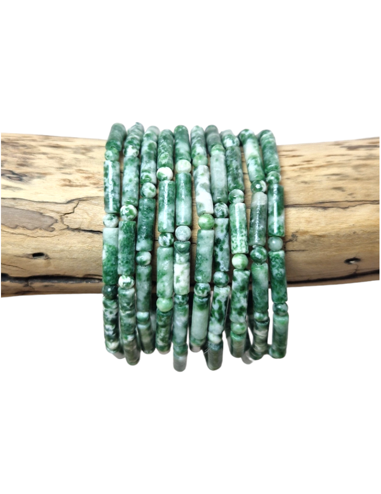 AA Tree Agate Bead Tube Bracelet