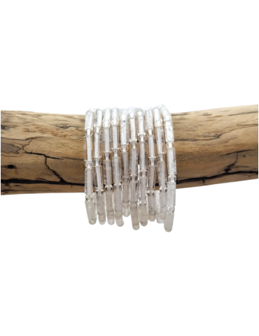 Bracelet Cristal de Roche perles tubes AA