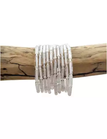 Pulsera de cristal de roca con perlas en tubos AA