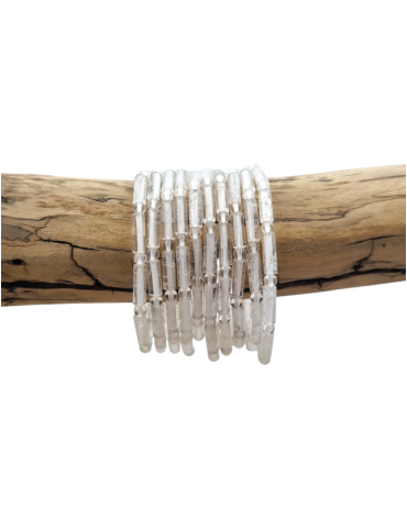 Rock Crystal Bead Tube Bracelet AA