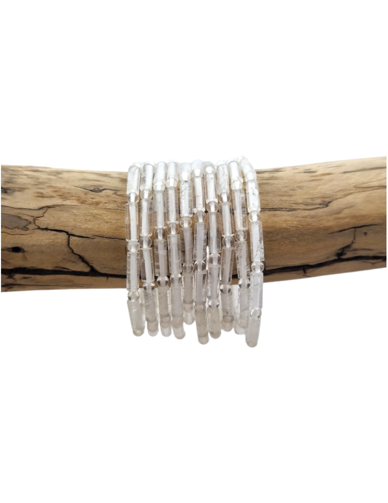 Rock Crystal Bead Tube Bracelet AA