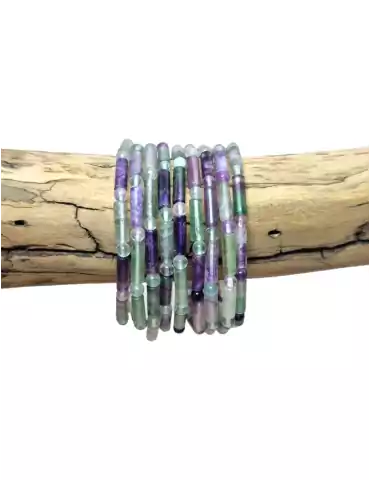 Bracelet fluorite mix couleurs perles tubes AA