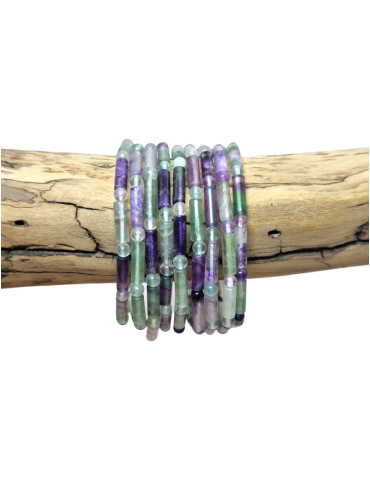 Mixed color fluorite bracelet with AA tube beads