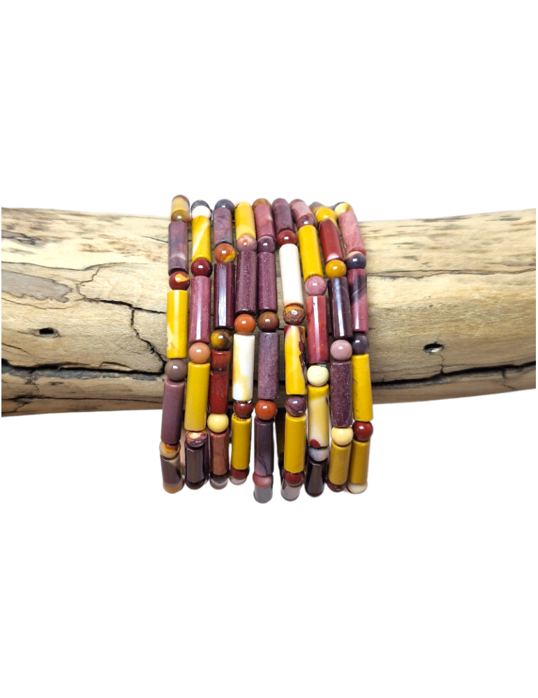 Pulsera Jaspe Mokaite cuentas tubulares AA