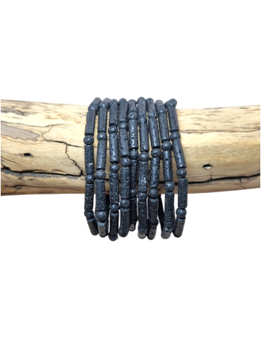 Lava Stone Beads Tube Bracelet AA