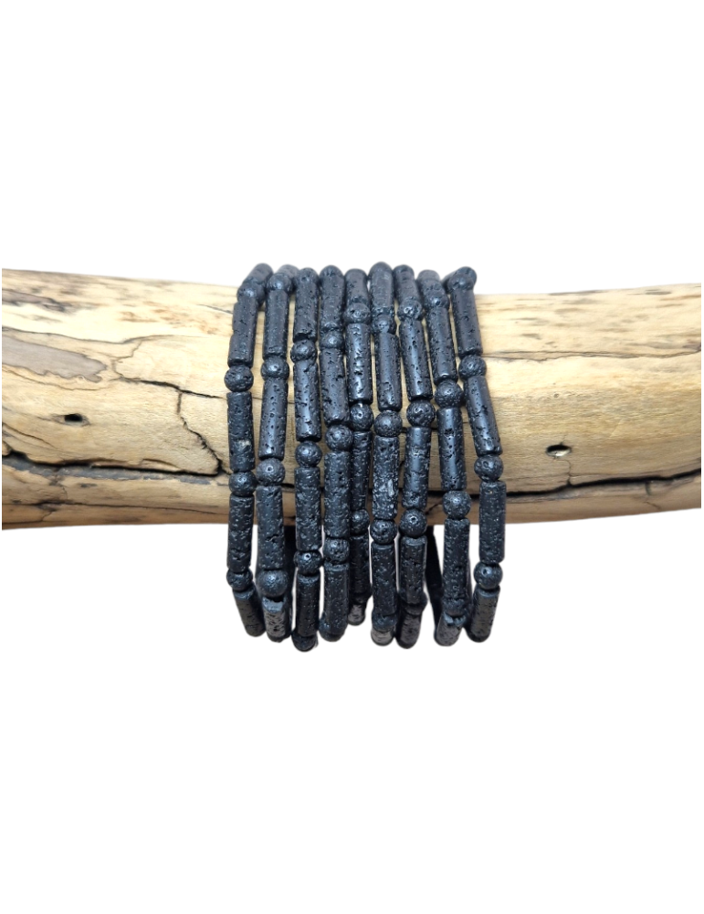 Lava Stone Beads Tube Bracelet AA