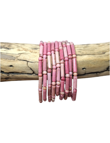 Bracelet Rhodonite perles tubes AA